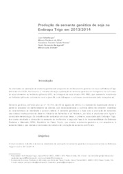 Thumbnail de Produção de semente genética de soja na Embrapa Trigo em 2013/2014.