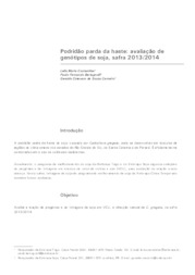 Thumbnail de Podridão parda da haste: avaliação de genótipos de soja, safra 2013/2014.