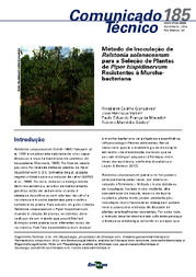Thumbnail de Método de inoculação de Ralstonia solanacearum para a seleção de plantas de Piper hispidinervum resistentes à Murcha bacteriana.