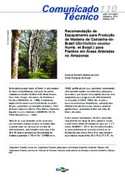 Thumbnail de Recomendação de espaçamento para produção de madeira de castanha-do-Brasil (Bertholletia excelsa Humb. et Bonpl.) para plantios em áreas alteradas no Amazonas.