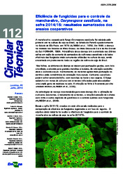 Thumbnail de Eficiência de fungicidas para o controle da mancha-alvo, Corynespora cassiicola, na safra 2014/15: resultados sumarizados dos ensaios cooperativos.