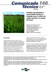 Thumbnail de Aptidão agroclimática e necessidade líquida de irrigação para o cultivo do capim-tanzânia no estado do Ceará.