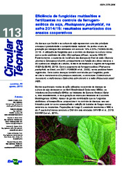 Thumbnail de Eficiência de fungicidas multissítios e fertilizantes no controle da ferrugem asiática da soja, Phakopsora pachyrhizi, na safra 2014/15: resultados sumarizados dos ensaios cooperativos.