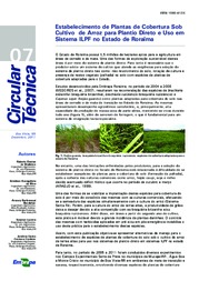 Thumbnail de Estabelecimento de Plantas de Cobertura Sob Cultivo de Arroz para Plantio Direto e Uso em Sistema ILPF no Estado de Roraima.