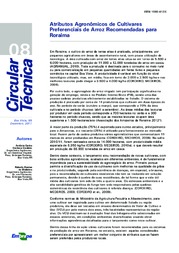 Thumbnail de Atributos Agronômicos de Cultivares Preferenciais de Arroz Recomendadas para Roraima.