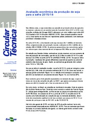 Thumbnail de Avaliação econômica da produção de soja para safra 2015/16.