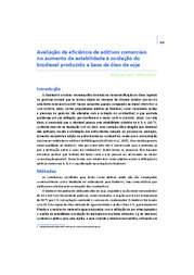 Thumbnail de Avaliação da eficiência de aditivos comerciais no aumento da estabilidade à oxidação do biodiesel produzido à base de óleo de soja.
