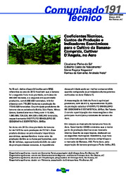 Thumbnail de Coeficientes técnicos, custos de produção e indicadores econômicos para o cultivo da banana-comprida, cultivar D'Angola, no Acre.