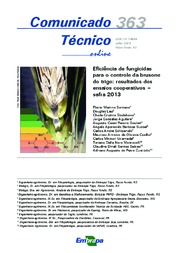 Thumbnail de Eficiência de fungicidas para o controle da brusone do trigo: resultados dos ensaios cooperativos - safra 2013.