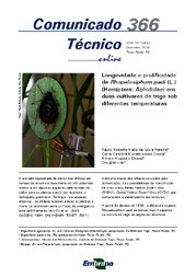 Thumbnail de Longevidade e prolificidade de Rhopalosiphum padi(L.) (Hemiptera: Aphididae) em duas cultivares de trigo sob diferentes temperaturas.