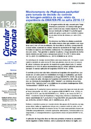 Thumbnail de Monitoramento de Phakopsora pachyrhizi para tomada de decisão do controle da ferrugem-asiática da soja: relato da experiência da EMATER-PR na safra 2016-17.