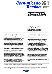Thumbnail de Teor de Glicoalcaloides em Tubérculos de Batata (Solanum tuberosum L.).