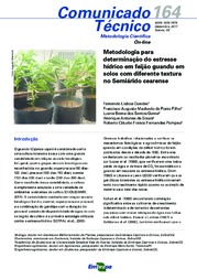 Thumbnail de Metodologia para determinação do estresse hídrico em feijão guandu em solos com diferente textura no Semiárido cearense.