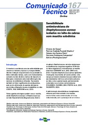 Thumbnail de Sensibilidade antimicrobiana de Staphylococcus aureus isolados no leite de cabras com mastite subclínica.