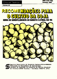 Thumbnail de RECOMENDAÇÕES para o cultivo da soja: Serra do Sudeste, Encosta do Sudeste e Litoral Sul - RS.