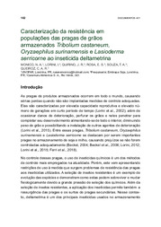 Thumbnail de Caracterização da resistência em populações das pragas de grãos armazenados Tribolium castaneum, Oryzaephilus surinamensis e Lasioderma serricorne ao inseticida deltametrina.