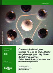 Thumbnail de Conservação do antígeno utilizado no teste de imunodifusão em gel de ágar para diagnóstico de lentivírus caprino: efeitos da adição de conservante e de diferentes temperaturas.