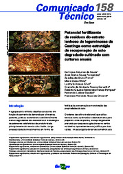 Thumbnail de Potencial fertilizante de resíduos do estrato lenhoso de leguminosas da Caatinga como estratégia de recuperação de solo degradado cultivado com culturas anuais.