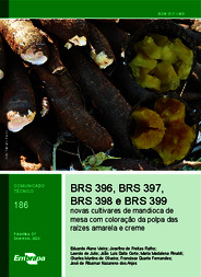 Thumbnail de BRS 396, BRS 397, BRS 398 e BRS 399: novas cultivares de mandioca de mesa com coloração da polpa das raízes amarela e creme.