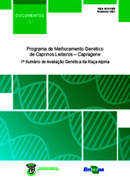 Thumbnail de Programa de melhoramento genético de caprinos leiteiros - Capragene; 1º sumário de avaliação genética da raça Alpina.