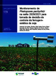 Thumbnail de Monitoramento de Phakopsora pachyrhizi na safra 2020/2021 para tomada de decisão do controle da ferrugem-asiática da soja.