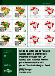 Thumbnail de Efeito da Extensão da Área de Estudo sobre a Distribuição Potencial de Espécies: Um Estudo com Modelos Maxent para Raoiella indica Hirst (Acari: Tenuipalpidae) no Brasil.