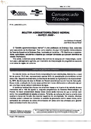 Thumbnail de Boletim agrometeorológico mensal - março 2000.
