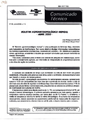 Thumbnail de Boletim agrometeorológico mensal - abril 2000.