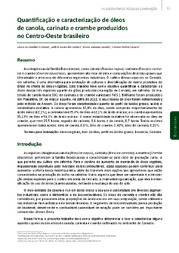 Thumbnail de Quantificação e caracterização de óleos de canola, carinata e crambe produzidos no Centro-Oeste brasileiro.