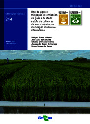 Thumbnail de Uso da água e mitigação de emissões de gases de efeito estufa de cultivares de arroz irrigado por inundação contínua e intermitente.