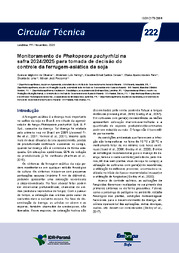 Thumbnail de Monitoramento de Phakopsora pachyrhizi na safra 2024/2025 para tomada de decisão do controle da ferrugem-asiática da soja.