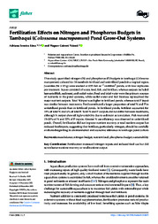 Thumbnail de Fertilization efects on nitrogen and phosphorus budgets in tambaqui (Colossoma macropomum) pond grow-out systems.