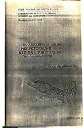 Thumbnail de Introduction a l'etude de l'herpetofaune de la region d'Ouricuri, PE (Nordeste du Bresil): rapport de stage.