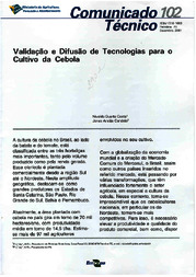 Thumbnail de Validação e difusão de tecnologias para o cultivo da cebola.