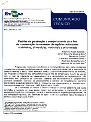 Thumbnail de Padrões de germinação e comportamento para fins de conservação de sementes de espécies autóctones: madeireiras, alimentícias, medicinais e ornamentais.