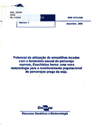 Thumbnail de Potencial de utilização de armadilhas iscadas com o feromônio sexual do percevejo marrom, Euschistus heros: uma nova metodologia para o monitoramento populacional de percevejos praga da soja.