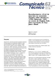 Thumbnail de Reconhecimento oficial de área livre do nematóide Anguina tritici (Steinbuch, 1799) Chitwood, 1935, no estado de Virginia; EUA, para exportação de trigo para o Brasil.