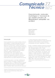 Thumbnail de Caracterização molecular, morfológica e funcional de um isolado peruano de Metarhizium anisopliae var. acridum.