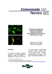 Thumbnail de Crestamento bacteriano aureolado do feijoeiro: praga quarentenária para o Brasil com alto risco de disseminação no país.