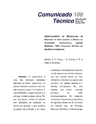 Thumbnail de Desenvolvimento de metodologia de bioensaio de dose contra o bicudo do algodoeiro (Anthonomus grandis Boheman, 1843) utilizando estirpes de Bacillus thuringiensis.