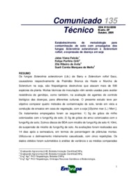 Thumbnail de Estabelecimento de metodologia para contaminação de solo com propágulos dos fungos Sclerotinia sclerotiorum e Sclerotium rolfsii, e expressão de doença em soja.