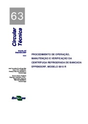 Thumbnail de Procedimento de operação, manutenção e verificação da centrífuga refrigerada de bancada Eppendorf, Modelo 5810 R.