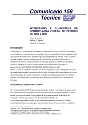 Thumbnail de Intercâmbio e quarentena de germoplasma vegetal no período de 2004 a 2007.