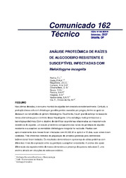 Thumbnail de Análise proteômica de raízes de algodoeiro resistente e susceptível infectadas com Meloidogyne incognita.