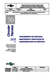 Thumbnail de Procedimento de operação, manutenção e verificação de homogeneizador de amostras.