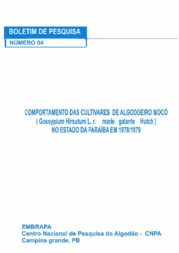 Thumbnail de Comportamento das cultivares de algodoeiro mocó Gossypium hirsutum L.r. marie galante Hutch no Estado da Paraíba em 1978/1979.