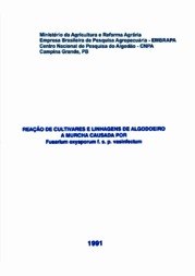 Thumbnail de Reação de cultivares e linhagens de algodoeiro a murcha causada por Fusarium oxysporum f.s.p. vasinfectum.