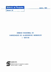 Thumbnail de Ensaio nacional de variedades de algodoeiro herbáceo I: 1977/78.