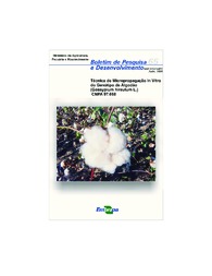Thumbnail de Técnica de micropropagação in vitro do genótipo de algodão (Gossypium hirsutum L.) CNPA 97-668.