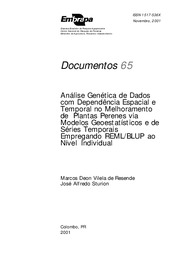 Thumbnail de Análise genética de dados com dependência espacial e temporal no melhoramento de plantas perenes via modelos geoestatísticos e de séries temporais empregando REML/BLUP ao nível individual.